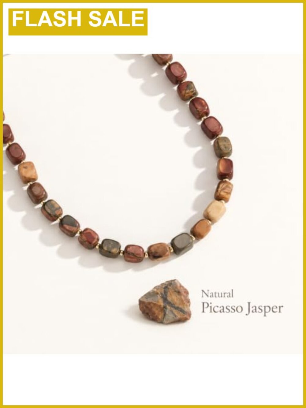 Picasso Jasper Beaded Choker Necklace Adjustable Lobster Clasp Gift Box - Picture 5 of 6
